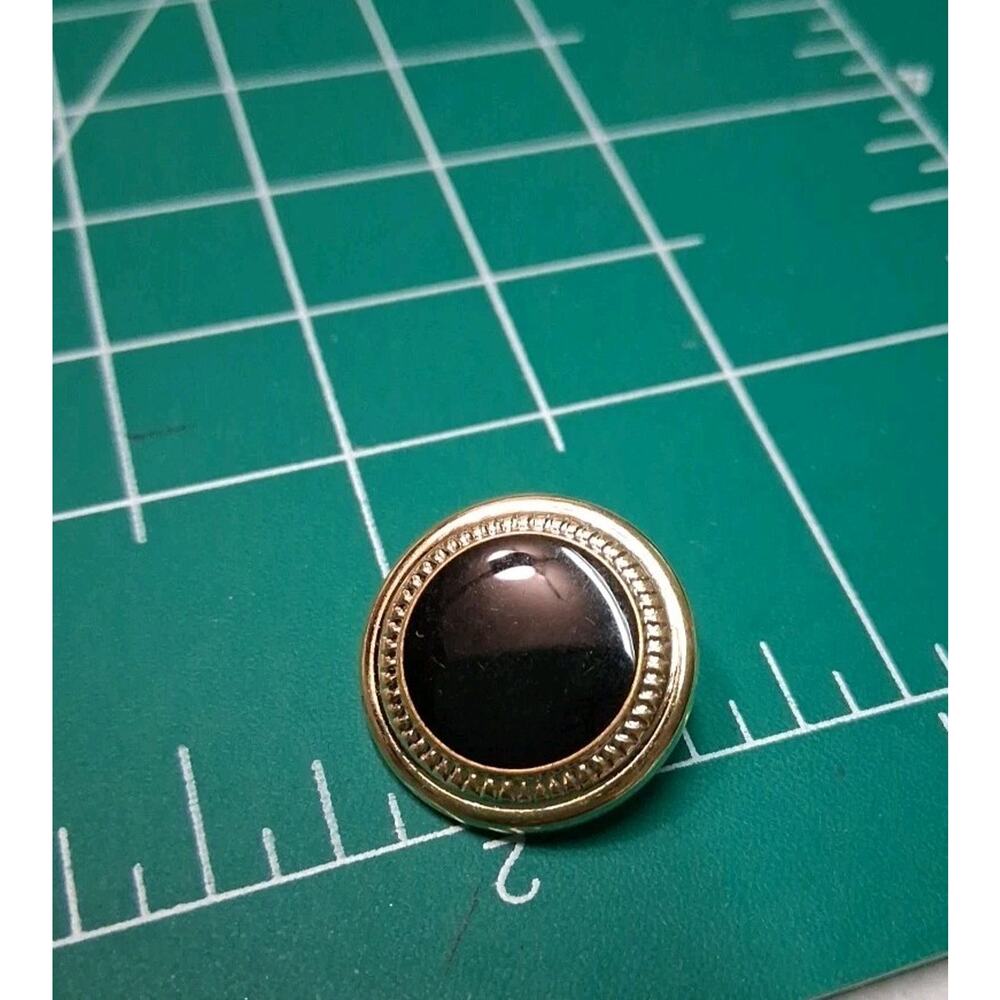 Vintage Old Stock Black & Gold Tone Shank Buttons 50 Count 1.0 Cm